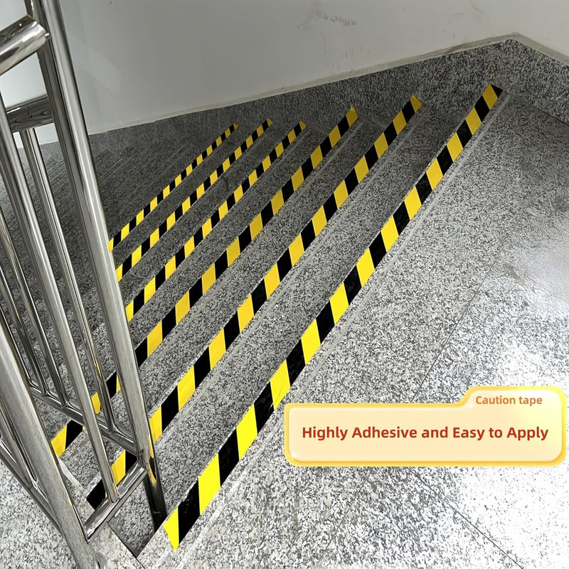 SWRT 2 Roll 2 Inch x 110FT Black & Yellow Hazard Tape Warning Safety Stripe Tape for Floor Marking, Strong Adhesive Wear Resistance Warterproof Caution Tape Roll Ideal for Walls, Floors(2 Roll) - Image 2
